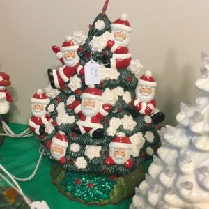 Handmade Ceramic Santa Claus Tree lights up